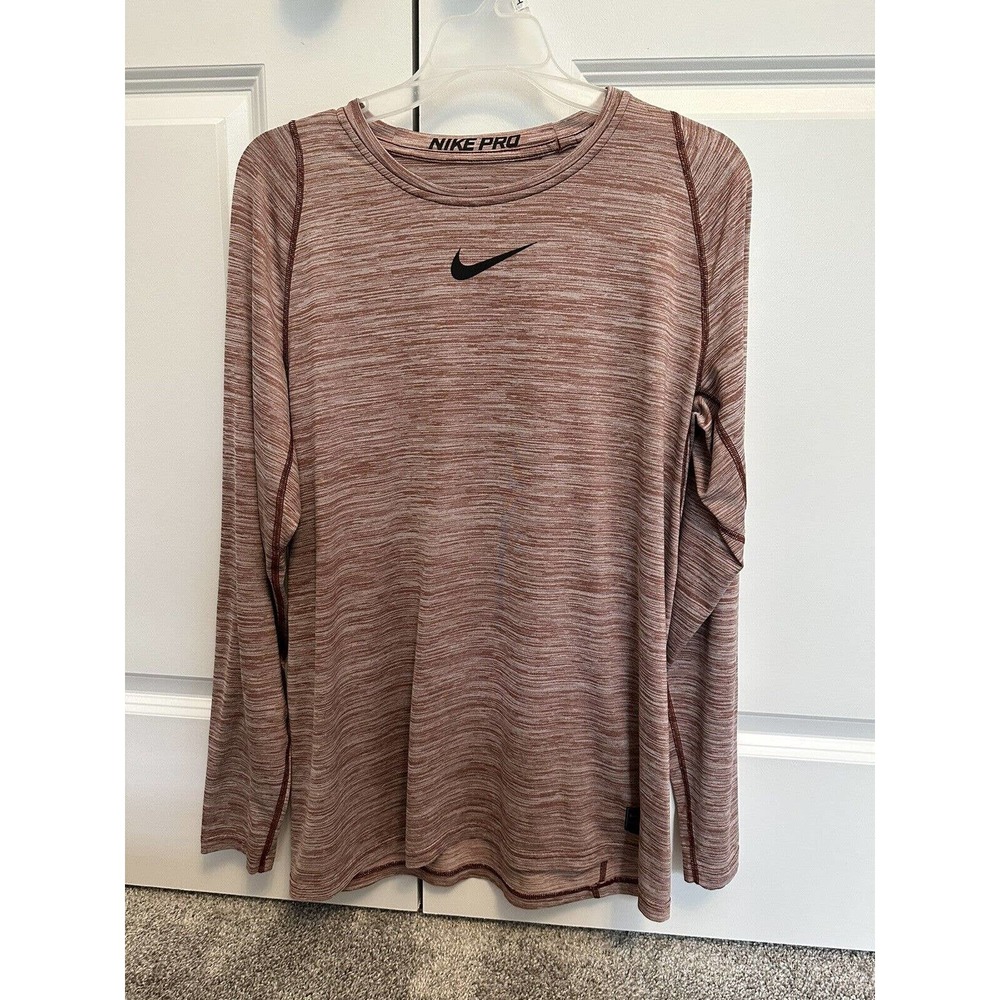 Nike Men's Size Large Pro Dri-Fit Fitted Long Sleeve Shirt Swoosh Logo